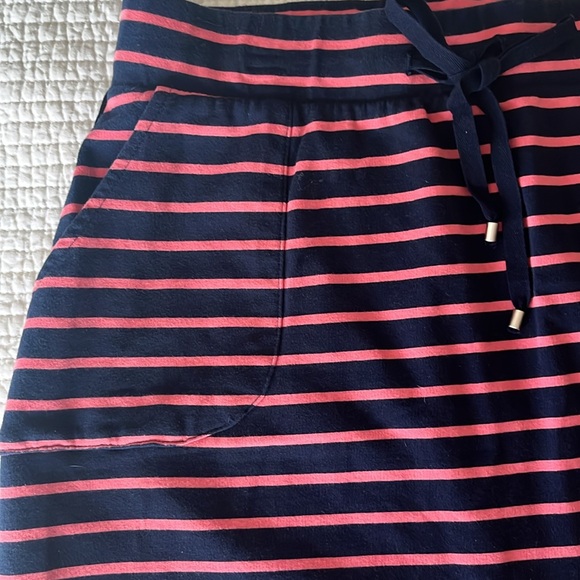 DAKINI Striped Navy and‎ Pink Draw String Pocketed Cotton Knit Women's Skirt - Picture 2 of 6